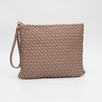 PORTS:  BRAIDED FAUX LEATHER CLUTCH