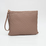 PORTS:  BRAIDED FAUX LEATHER CLUTCH