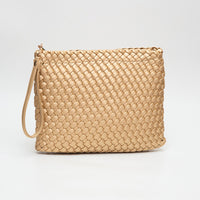 PORTS:  BRAIDED FAUX LEATHER CLUTCH