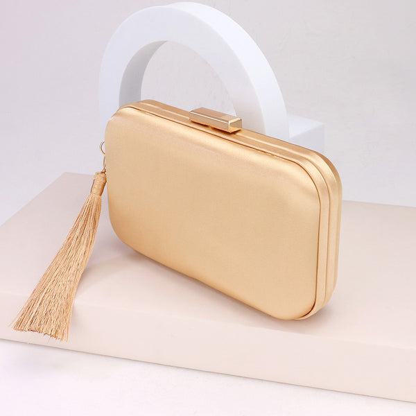PORTS:  SATIN CLUTCH/XBODY W/TASSEL
