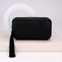 PORTS:  SATIN CLUTCH/XBODY W/TASSEL