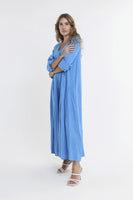TEES BY TINA:  JO 3/4 SLV V NECK LONG LINEN DRESS