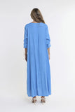 TEES BY TINA:  JO 3/4 SLV V NECK LONG LINEN DRESS