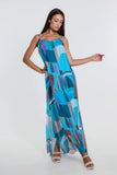 TEES BY TINA:  MARLA FUNKY GEO SILK MAXI DRESS