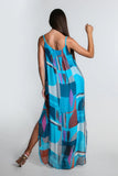 TEES BY TINA:  MARLA FUNKY GEO SILK MAXI DRESS