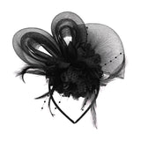 FASCINATORS PORTS:  BOW FEATHER MESH FASCINATOR