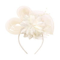 FASCINATORS PORTS:  BOW FEATHER MESH FASCINATOR