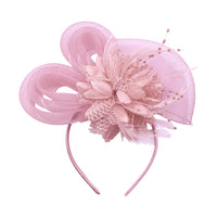 FASCINATORS PORTS:  BOW FEATHER MESH FASCINATOR
