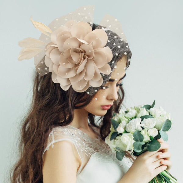PORTS:  PEARL FLOWER VEIL FASCINATOR
