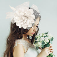PORTS:  PEARL FLOWER VEIL FASCINATOR