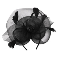 FASCINATORS PORTS:  SATIN BUD FEATHER FASCINATOR