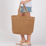 PORTS:  CROCHET STRAW TOTE BAG