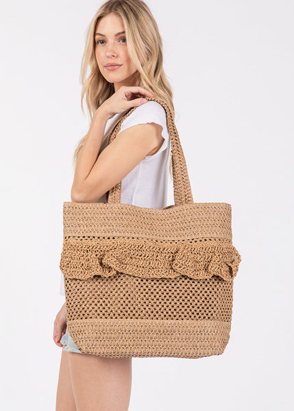 PORTS:  RUFFLE CROCHET TOTE BAG