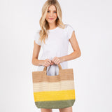 PORTS:  MULTI STRIPE STRAW TOTE BAG