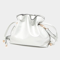PORTS BAGS!:  SOLID FAUX LEATHER BUCKET BAG