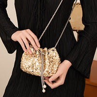 PORTS:  PEARL TIP SEQUIN MINI XBODY BAG