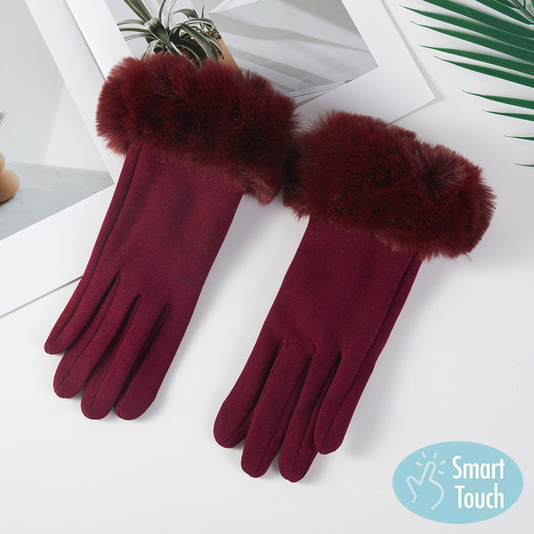 PORTS:  SMART TOUCH FAUX FUR CUFF GLOVES