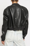 SANS SOUCI:  WASHED FAUX LEATHER BOMBER JACKET