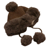 PORTS:  FAUX FUR EARMUFF POM HAT