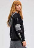 ZAKET & PLOVER:  BLOCK PATTERN KNIT HOODIE CARDI
