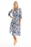 ORIENTIQUE:  HAYMAN 3/4 SLV MIDI CRINKLE DRESS
