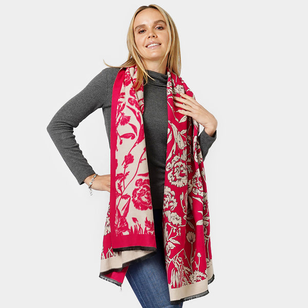 PORTS:  FLORAL PATTERN SHAWL/SCARF