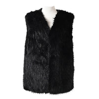 PORTS:  FAUX FUR VEST W/TINSEL ACCENTS