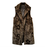 PORTS:  LONG FAUX FUR VEST W/RHINESTONES