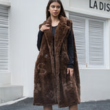 PORTS:  LONG FAUX FUR VEST W/RHINESTONES