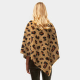 PORTS:  FAUX FUR ANIMAL PRINT PONCHO