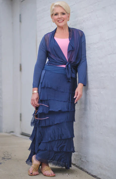 TEES BY TINA:  ELISA SILK RUFFLE SKIRT