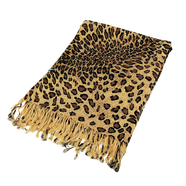 PORTS:  LEOPARD FRINGED SCARF