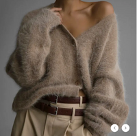 ROSA:  FLUFFY V NECK BUTTON CARDIGAN