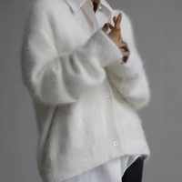ROSA:  FLUFFY V NECK BUTTON CARDIGAN