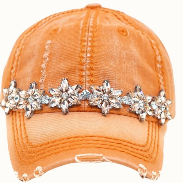 OLIVE & PIQUE:  BEJEWELED GLITZ DISTRESSED CAP