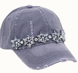 OLIVE & PIQUE:  BEJEWELED GLITZ DISTRESSED CAP