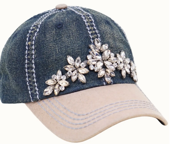 OLIVE & PIQUE:  FLORAL VINE BEJEWELED GLITZ CAP
