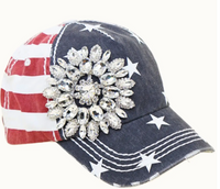 OLIVE & PIQUE:  SUNFLOWER BEJEWELED GLITZ USA CAP