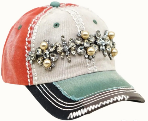 OLIVE & PIQUE:  BEJEWELED GLITZ 3 TONE CAP