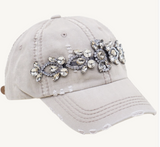 OLIVE & PIQUE:  BLING GLITZ DISTRESSED CAP