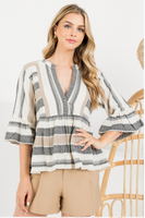 THML:  STRIPE BELL SLEEVE TOP