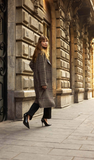 JOSEPH RIBKOFF:  LONG PLAID CONTRAST COLLAR COAT