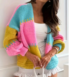 ROSA:  COLORBLOCK COZY OPEN CARDIGAN