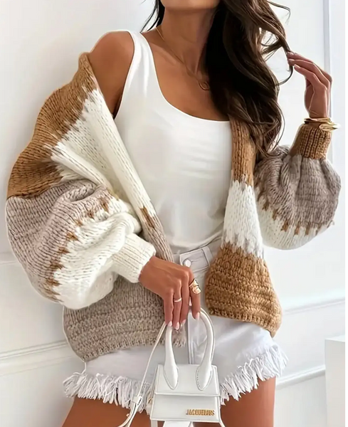 ROSA:  COLORBLOCK COZY OPEN CARDIGAN