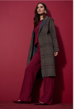JOSEPH RIBKOFF:  LONG PLAID CONTRAST COLLAR COAT