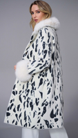 JOSEPH RIBKOFF:  ANIMAL JACQUARD COAT W/FAUX FUR