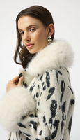 JOSEPH RIBKOFF:  ANIMAL JACQUARD COAT W/FAUX FUR