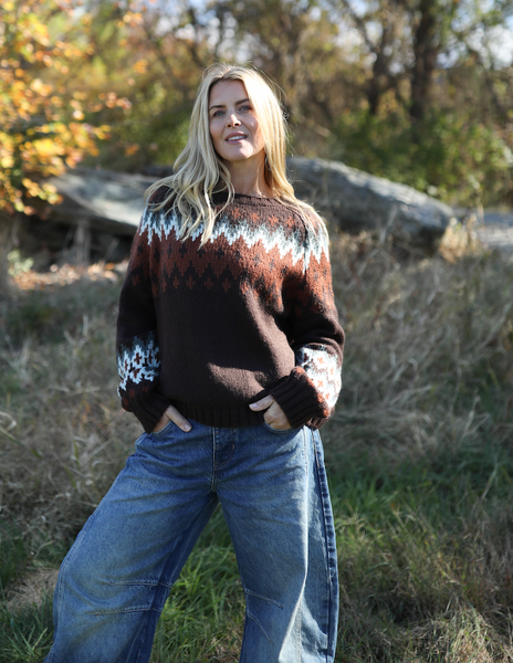 WOODEN SHIPS:  JAXON FAIR ISLE RAGLAN SWEATER