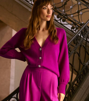 JOSEPH RIBKOFF:  V NECK CRYSTAL BUTTON CARDIGAN