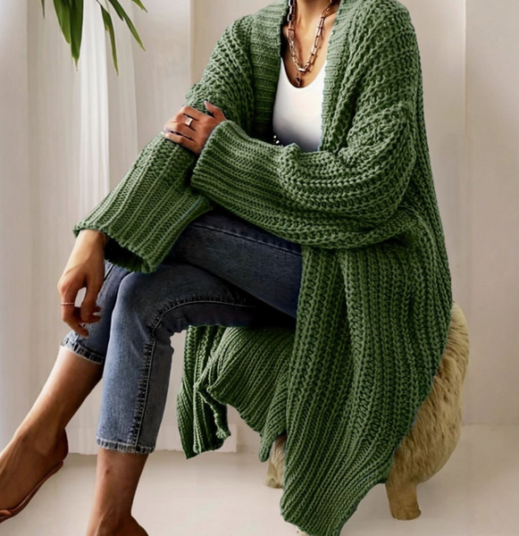 ROSA:  CHUNKY MID LENGTH OPEN FRONT CARDIGAN